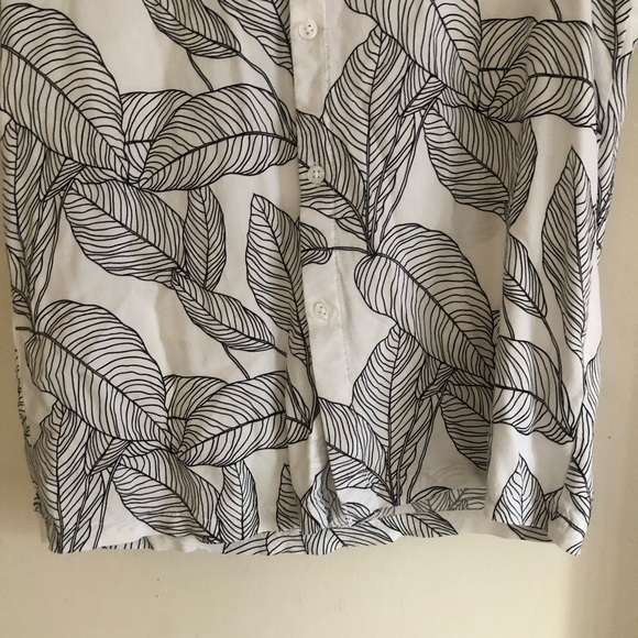 ❤️ASOS Design Shirt in Leaf Scribble Print Short Sleeve Shirt Black and White M - Picture 9 of 10